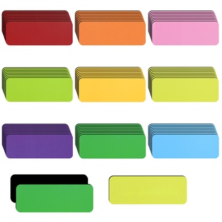 72 Stück Magnetstreifen Beschreibbar, 30x80 mm Magnetschilder zum Beschriften Magnete Whiteboard Magnetische Etiketten Wiederverwendbar für Whiteboard Kühlschrank Metallschrank (9 Farben)