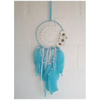Cover-Discount, Wanddeko, Traumfänger Dreamcatcher indianisch Deko gehäckelt blau