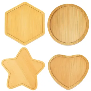 NieYat 4 Stück Mosaik Bastelset Kinder, Bambus-Mosaik-Untersetzer, Bambus Untersetzer, Mosaik Untersetzer, Leere Bodenschalen für Bastelarbeiten, Trinkbecher-Untersetzer, für Pflanzen, Trinkbecher