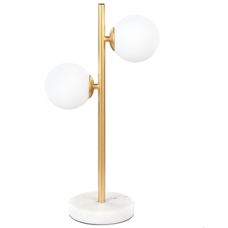 BELIANI Tischlampe Gold Weiß aus Metall Glas Rund Kugel Form 2-Flammig Nachttischlampe Tischleuchte für Schlafzimmer Wohnzimmer Flur