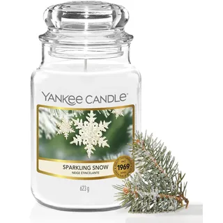 Yankee Candle Duftkerze im Glas (groß) | Sparkling Snow | Kerze mit langer Brenndauer bis zu 150 Stunden | Perfekte Weihnachtsgeschenke für Frauen