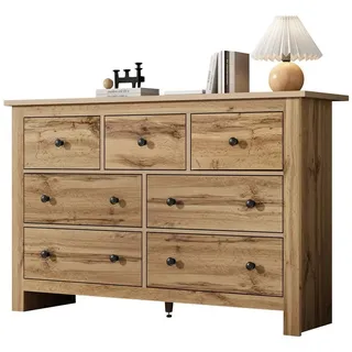 HAUSS SPOLE Sideboard mit 7 Schubladen für Eingang, Küche, Esszimmer und Wohnzi holzfarbe (Kaffee Bar Schrank, Kapazität Esszimmer Schrank, Buffet, Kommode, 1 St., 7 Schubladen), mit seidigen Auszugsschiene, verstellbaren Mittelfuß