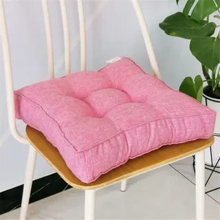 Lukery Stuhlkissen rutschfeste, Waschbare Leinen Weiche Sitzkissen Komfort Stuhlauflage als Stuhl Kissen für Outdoor & Indoor Gartenstuhl, Küche oder Esszimmerstuhl (45x45x9cm,Rosa)