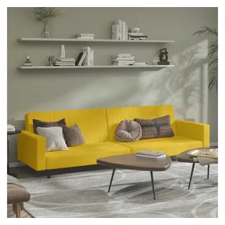 vidaXL Schlafcouch Samt 2-Sitzer Gelb