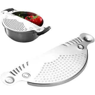 Nudelsieb Edelstahl - Universelles Abtropfsieb für Töpfe bis 26 cm, Abgießhilfe für Kartoffeln, Gemüse, Reis - Spülmaschinengeeignetes Küchen Gadget