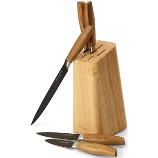 Messer-Set ECHTWERK "Classic" Kochmesser-Sets schwarz (schwarz, natur) Küchenmesser-Sets aus hochwertigem Stahl, Messerblock Pakkaholz, Black-Edition
