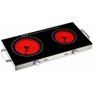 Rosenstein & Söhne Glaskeramik-Doppelkochfeld mit Infrarot-Wärme; 2.800 W; Ø 16.5 & 20 cm