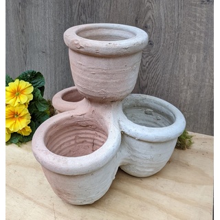 Kräutertopf groß rustikal echt Terracotta ca. 33 x 33 cm, Erdbeertopf Blumentopf Blumenkübel Garten Terracotta Deko Kräuterspirale