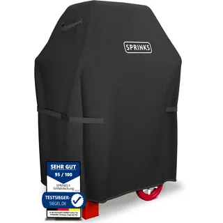 SPRINKS® Grillabdeckung WETTERFEST Grill Abdeckhaube Hochwertige Abdeckung für Weber, Napoleon, Enders - EXTRA Griffen Gasgrill Oxford 600D Gewebe [77x67x110cm] - Grill Cover (Schwarz)