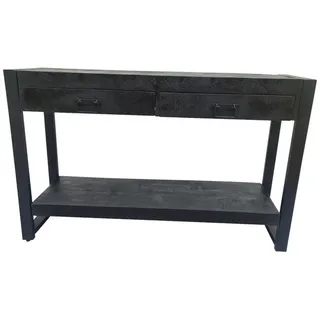 Villa Möbel Konsolentisch Zavan (Packung, 1-St., 1 St. Konsolentisch), aus Mangoholz mit schwarzem Metallrahmen und modernen Holzstreifen schwarz 120 cm x 76 cm x 35 cm