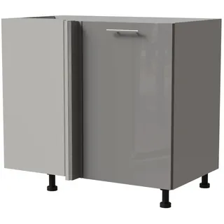 Feldmann-Wohnen Eckschrank Essen (D13U/90, 1-türig, 1 Einlegeboden, 1-St., moderne Optik, lackierte Fronten) 90x50x82cm grau - grau Hochglanz (ES-D13U) grau
