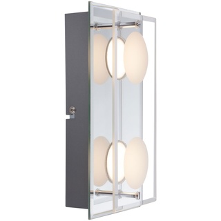 Wandlampe dimmbar Chrom LED Wandleuchte Flurlampe Glas Treppenleuchte Badezimmerlampe, 4 Stufendimmer, 2x 5W 2x 350lm warmweiß, LxH 24x6,5 cm