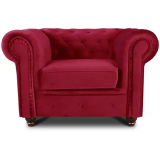Sofnet Ohrensessel Asti 1, Chesterfield Sessel, Sofagarnitur, Glamour Couch rot