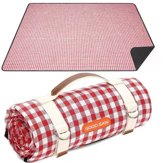 luxuskollektion Picknickdecke Good Gain wasserdicht Faltbar Mit Trageriemen Rot kariert