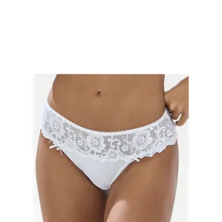 String LASCANA "Wanda Dessous", Damen, Gr. 32/34, weiß, Microtouch, Obermaterial: 80% Polyamid, 12% Polyester, 8% Elasthan, Unterhosen String, mit Stickerei Spitze in blumiger Optik, als Dessous-Set kombinierbar