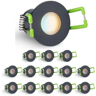 3W Mini LED Spots CCT Farbwechsel Warm-Neutral-Kalt-Weiß, Farbtemperatur einstellbar + Dimmbar über Funk & Wifi, smarthome Einbaustrahler IP65 Schutz für Innen- und Außen (Anthrazit, 14x Minispot)