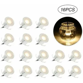 16er-set Mini-led-einbaustrahler Ip67 Wasserdicht, Warmweiß, Ø 33 Mm, Außenstrahler Für Terrasse, Terrassenbeleuchtung Für Küche, Garten, Treppen, Holzdeck, Außenbeleuchtung