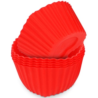 MoNiRo 6er Pack Silikon Muffin Herzform Rot - wiederverwendbare Backform aus Silikon - Herz - Muffinform – Cupcake - Silikonbackform - Cupcake Förmchen - Herzbackform - Silikonform - Hochzeit