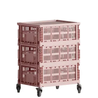 HAY - Colour Crate Beistelltisch auf Rollen, medium, blush, recycled