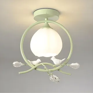 YFMYY Moderne Deckenleuchten für den Flur, nordische Milchglas-Deckenleuchte mit Blumen- und Vogelmotiv, Bauernhaus-Deckenleuchten in der Nähe, Deckenlampe im französischen Landhausstil für Flur