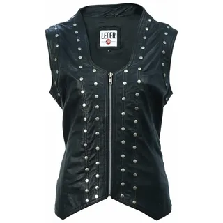 LEDER24H Damen Lederweste mit Nieten 1074 (Schwarz, M) - M