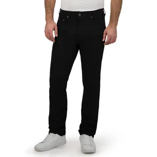 Bequeme Jeans BRÜHL "Genua III 1", Herren, Gr. 44, EURO-Größen, schwarz, 67% Polyester, 29% Viskose, 4% Elasthan, unifarben, lang, Jeans Straight-fit-Jeans Stretchjeans 5-Pocket-Jeans, in Woll-Optik