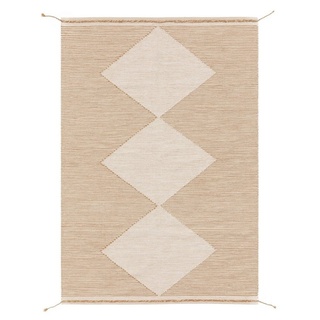 Wollteppich Nahla, benuta, rechteckig, Höhe: 5 mm, Baumwolle,Wolle, handgewebt,  Berber, Boho-Style, Wohnzimmer beige|weiß 200 cm x 300 cm x 5 mm