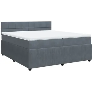 vidaXL Boxspringbett mit Matratze Dunkelgrau 200x200 cm Samt
