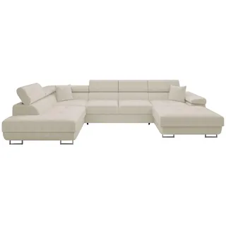 Mirjan24 Ecksofa Cord 7-Sitzer Beige