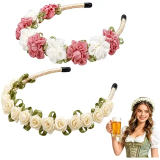 2 Stück Oktoberfest Damen Outfit, Dirndl Haarschmuck | Oktoberfest Accessoires, Handgefertigter Haarschmuck Trachten Haarreif, Dirndl Haarreif Haarschmuck für Party