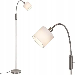 Nettlife Stehlampe Retro-Bogenlampe Textilschirm Stehleuchte, 360° Drehbarer, LED wechselbar, für Wohnzimmer Schlafzimmer Arbeitszimmer Büro weiß