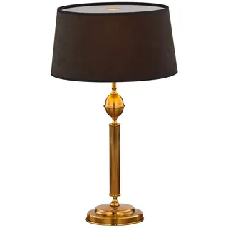 Licht-Erlebnisse Nachttischlampe TRERBO, ohne Leuchtmittel, Stoff Echt-Messing E27 60 cm hoch in Gold Schwarz rund Jugendstil bunt|schwarz