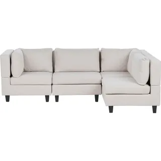 BELIANI 4-Sitzer Ecksofa Linksseitig Hellbeige Stoffbezug mit Kissen Schwarze Beine Modular Modern Modulsofa Wohnlandschaft Wohnzimmer Wohnecke - Beige/Schwarz