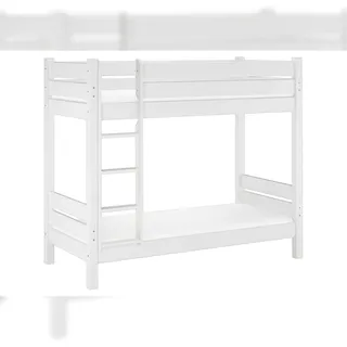 Erst-Holz Hochbett für Erwachsene Kiefer weiß 100x200 Stockbett Nische 100 Rollrost Matratze 60.16-10WM