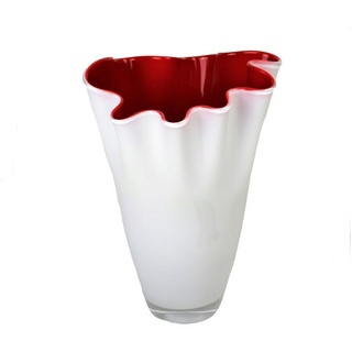 Signature Home Collection Tischvase Glasvase gewellt 21 x 21 x 30 cm zweifarbig Tischvase (1 Stück, 1x Glasvase), Handgefertigt in Europa, mundgeblasene Glasvase in Premiumqualität rot|weiß