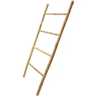 Dekoleidenschaft Dekoleiter "Tropical" aus Bambus, 115cm hoch, Handtuchhalter, Pflanzenleiter, Handtuchleiter, Holzleiter, Rankhilfe, Kleiderleiter, Gartendeko beige