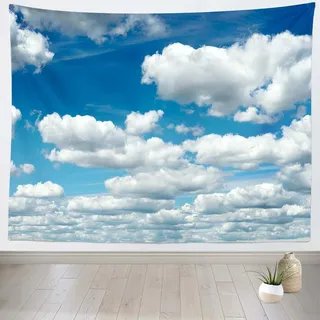 Sxakswol Wandteppich Groß Blauer Himmel Wandteppich 300x260 Wandbehang Wolke, Tapisserie 3D Wandtuch Aesthetic Wandteppiche für Wohnzimmer Schlafzimmer Wohnheim Wanddeko