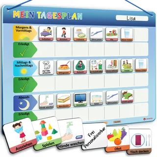 LIKARTO Routine Planer Kinder, Montessori Aufgabenplaner & Magnettafel | Montessori Magnettafel, über 145 Magnete, beschreib- und abwischbar, Symbole auch ohne Lesekenntnisse