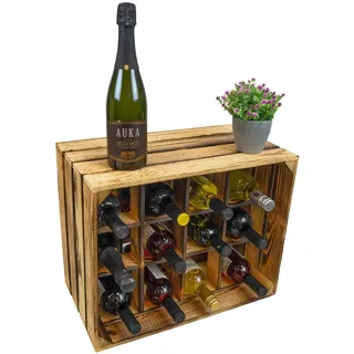 Kistenkolli Altes Land Flaschenregal Henry Geflammt Maße ca. 50x40x30cm Flaschenablage Weinregal Holz/Wine Rack stapelbar schmal (Geflammt)