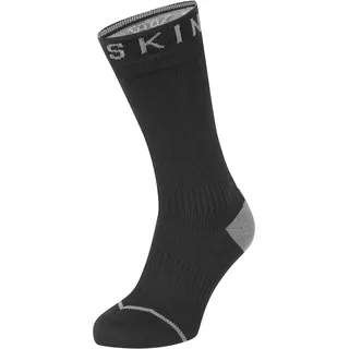 SealSkinz Unisex Allwetter Wasserdichte Socken mit Hydrostop – Mittellang, Schwarz, XL, 11100063010, Black / Grey - XL