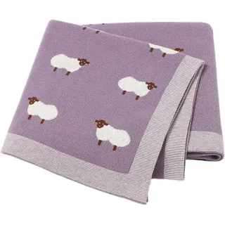 Babydecke – Doppelt Gestrickt – 80 X 100 Cm – Geeignet Für Neugeborene – Lila