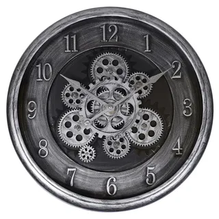 Hermann Jäckle Wanduhr 3115D 40 cm Industrial silber sichtbares Räderwerk