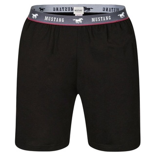 MUSTANG Shorts Bermuda Kurze Hose Sommerhose Freitzeithose roter Kontraststreifen und Mustangbranding schwarz XL