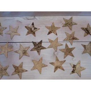 70 Streuteile Holz Birke Weihnachten Tischdeko Stern natur 3,5 cm Weihnachtsdeko