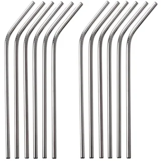 Gräwe Edelstahl, Trinkhalme 12er Set, Silber gebogen,