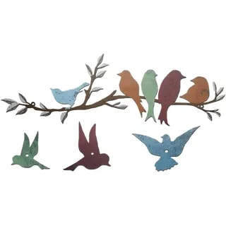 1 Set Metall-vogel-wanddeko, Vogelzweig-wanddekoration, Hängende Blatt-eisenbaumskulptur, Vogelsilhouette-ornament, Wandschild Für Balkon- Und Gartendekoration