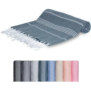 livessa Strandtuch Baumwolle Strandtuch - Saunatuch - Turkish Hamamtuch - Badetuch, Baumwolle, 100 % Baumwolle - 100x200 cm blau