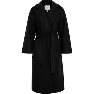 ICHI IHJANNET JA2 Damen Wintermantel Wollmantel Winterjacke mit Reverskragen Taschen und Gürtel, Größe:42, Farbe:Black (194008) - 42