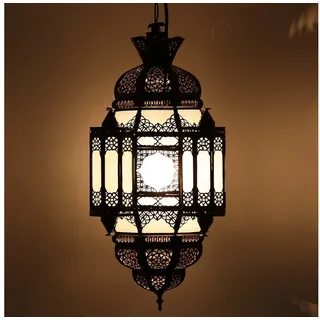 Casa Moro Hängeleuchte Marokkanische Lampe Lamia H60 cm orientalische Hängelampe, ohne Leuchtmittel, Prachtvolle Ramadan Deckenlampe L1361 weiß