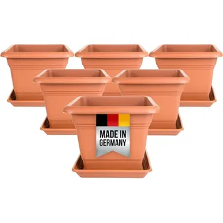 2friends Blumentopf 6er Set Blumentöpfe Pflanzkübel Groß Aussen Terracotta, Pflanzentopf, Pflanzkübel Kunststoff, Blumenkübel Pflanztöpfe, Made in DE, Model: Marlene